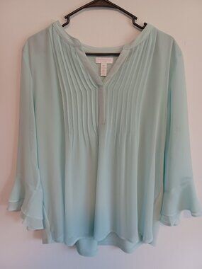 Charter Club Women's Petite XL Sea Green Chiffon Top Blouse
